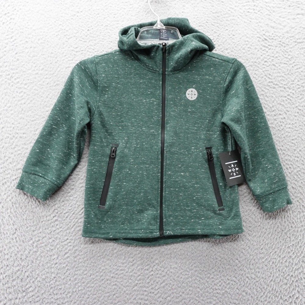 Way Side Boys Full Zip Hoodie Jacket Size‎ 5 Green Heathered Casual NWT